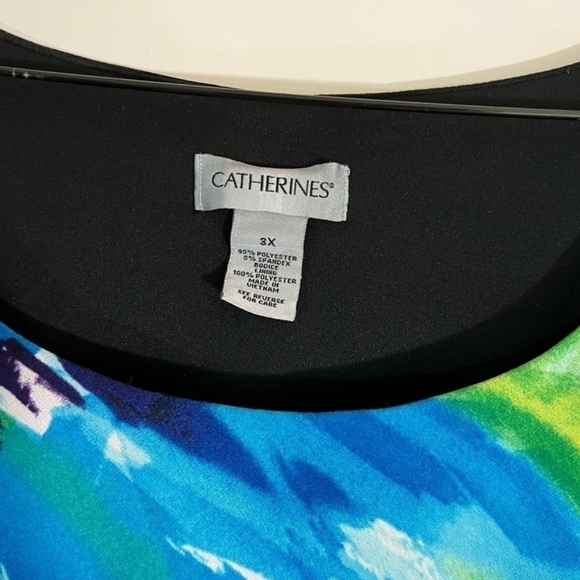 Catherines Sleeveless Midi Dress Blk Floral Watercolor 3X - Picture 6 of 6